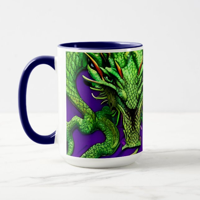 Mug Élégance Dragon Vert Émeraude (Gauche)