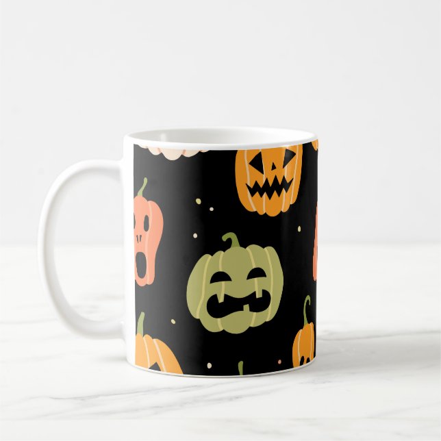 Mug Élégance éffrayante : Art Citrouille d'Halloween (Gauche)