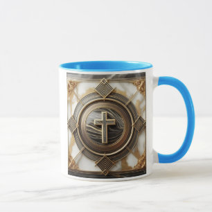 Mug Élégance en Absolution Croix sur marbre avec doré