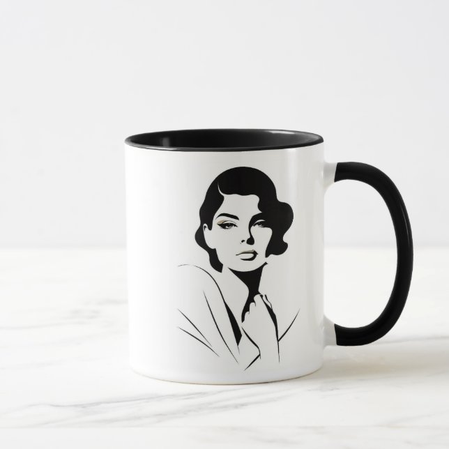 Mug Élégance intemporelle en noir et blanc. (Droite)
