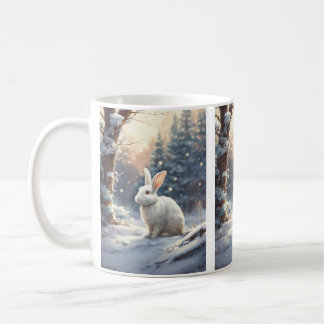 Mug"Élégance lunatique : Mug de lapin blanc pour l