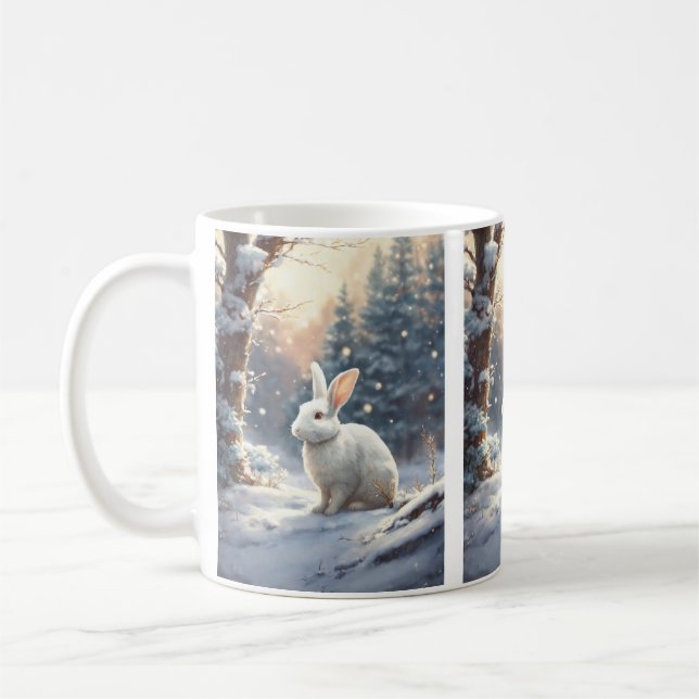 Mug"Élégance lunatique : Mug de lapin blanc pour l (Gauche)