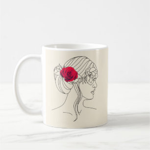 Mug Élégance minimaliste : Femme en ligne continue ave