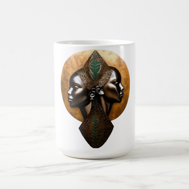 Mug Élégance Miroir - Portrait de Filigrane Tribal (Centre)