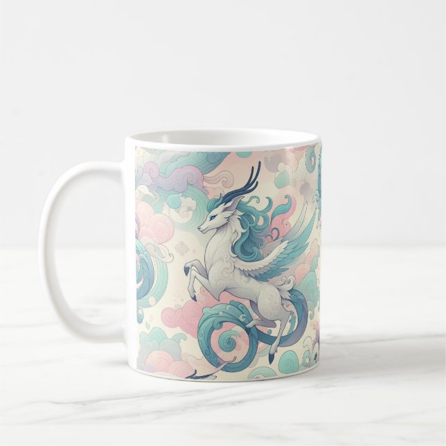 Mug Élégance mystique : Pastel Kirin Whispers (Gauche)