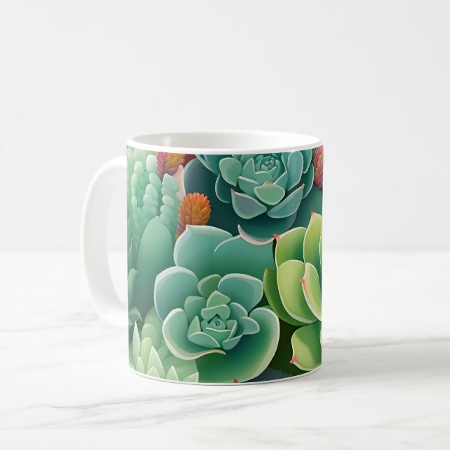 Mug Élégance Succulente de la botanique d'Emeraude (Devant gauche)