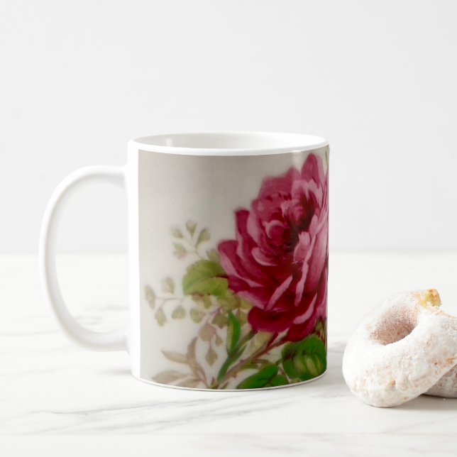 Mug Élégance vintage du Rose de chou (Avec donut)