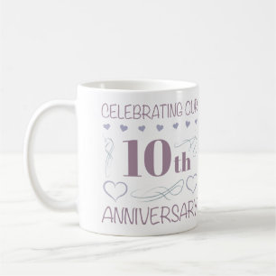 Mug Élégant 10e anniversaire Mariage Lavande