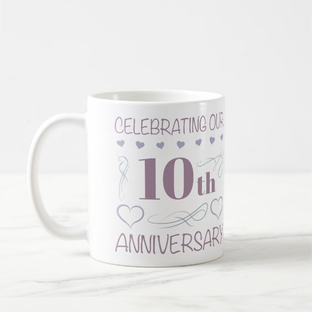 Mug Élégant 10e anniversaire Mariage Lavande (Gauche)