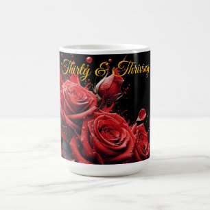 Mug Elégant 30e anniversaire - Roses en fleurs