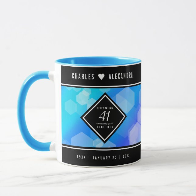Mug Élégant 41ème anniversaire Mariage de Topaz Bleu (Gauche)
