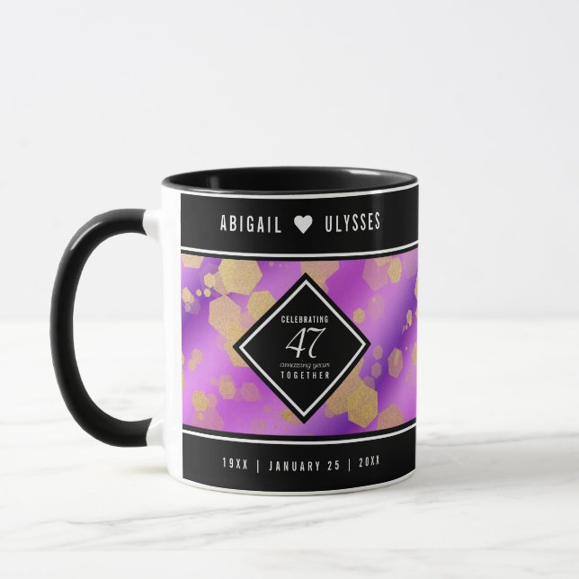 Mug Élégant 47e Anniversaire de Mariage Améthyste (Gauche)