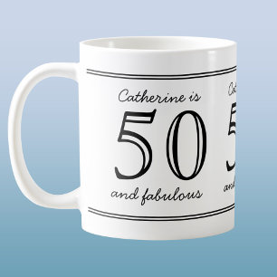 Mug Elégant 50 et Fabuleux Nom personnalisé Anniversai