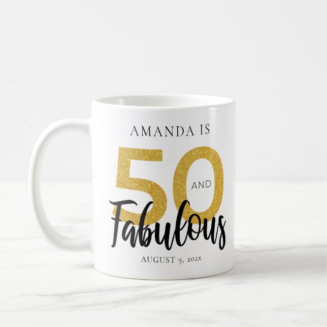 Mug Elégant 50e anniversaire 50 et Fab personnalisé (Gauche)