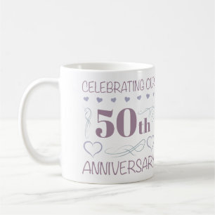 Mug Élégant 50e anniversaire de Mariage violet