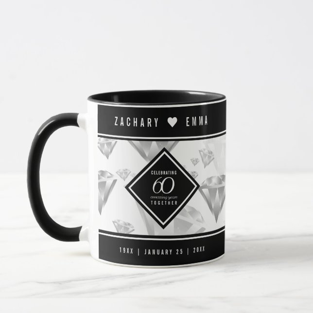 Mug Élégant 60e anniversaire de Mariage de diamant (Gauche)