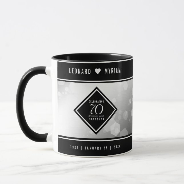 Mug Élégant 70e anniversaire de Mariage Platinum (Gauche)