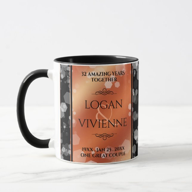 Mug Élégant 8ème 32ème anniversaire de Mariage de bron (Gauche)