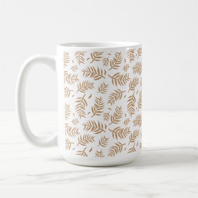 Mug élégant à motif de feuille botanique en or (Gauche)