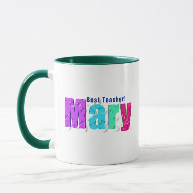 Mug Elégant amusant "Mary" coloré sur gouttes d'eau, B (Gauche)