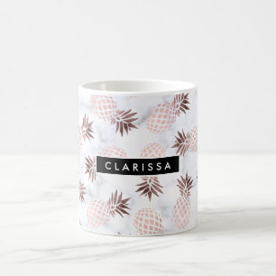 Mug élégant ananas en marbre blanc rose d'or