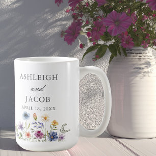 Mug Élégant Anniversaire de Mariage de Fleur Sauvage P