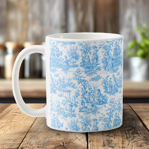Mug Elégant aqua vintage bleu toile de jouy