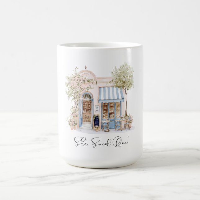 Mug Élégant aquarelle elle a dit oui fleurs roses mari (Centre)