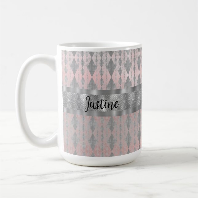 Mug Élégant Arlequin Arlequin en Argent Rose (Gauche)