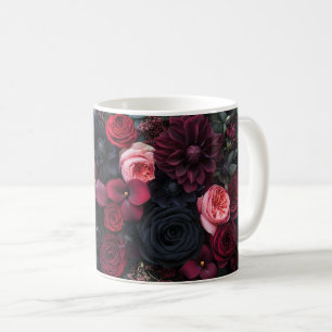 Mug Élégant arrangement floral foncé avec Roses