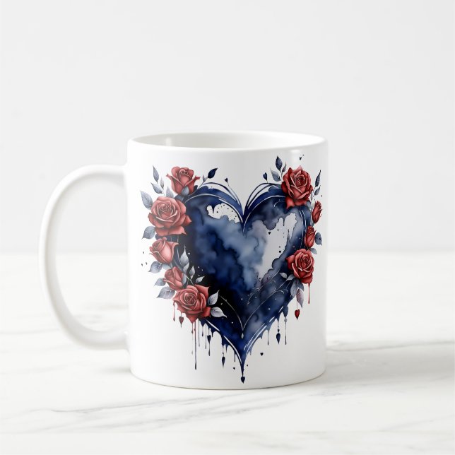 Mug Élégant arrangement rose avec feuillage doré (Gauche)
