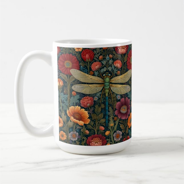 Mug Elegant art nouveau Autumn floral Dragonfly (Gauche)