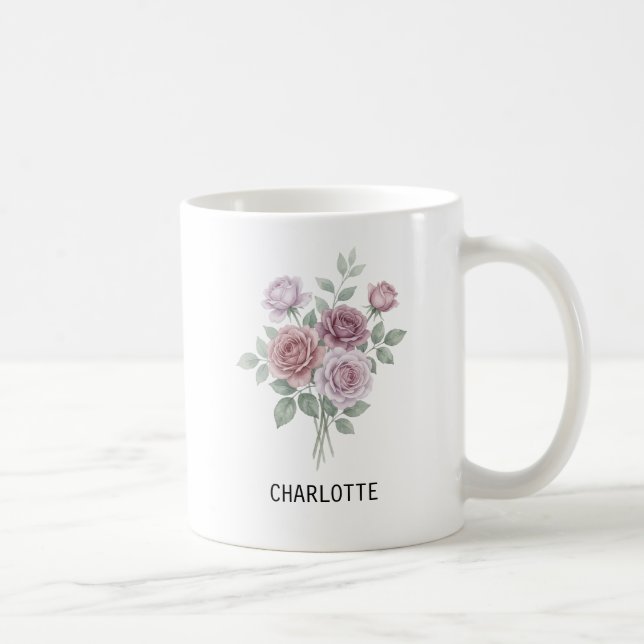 Mug Élégant aux Roses de Jardin à l'Aquarelle (Droite)
