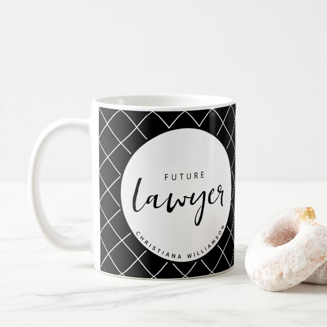Mug Elégant Avocat du Futur Chèque Motif Personnalisé (Avec donut)