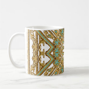 Mug Elégant baroque doré, design ornemental.