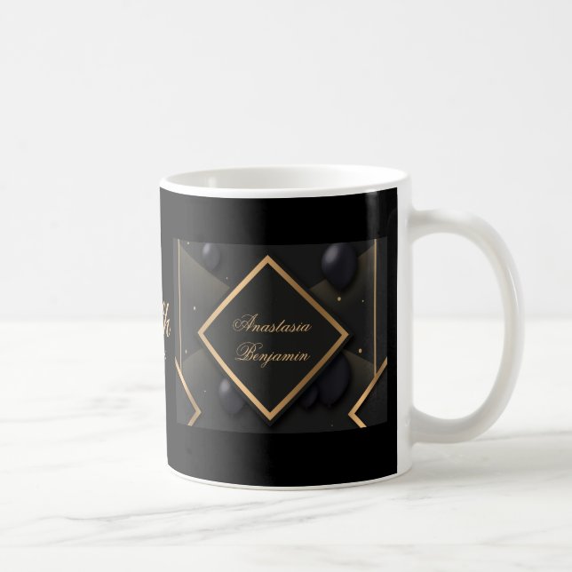 Mug Elégant Black Gold 50e Anniversaire Stylish Custom (Droite)