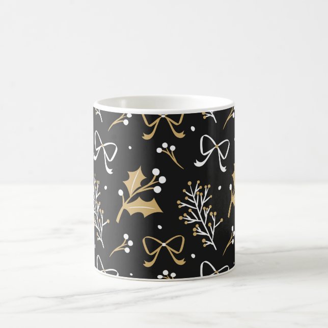 Mug Elegant Black Mistletoe et Ribbon Christmas (Centre)