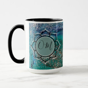 Mug Élégant bleu brillant OM Lotus