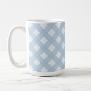 Mug Elégant bleu doux et blanc À damiers Motif
