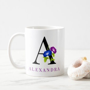 Mug Élégant Bleu Et Violet Matin Gloire Fleur