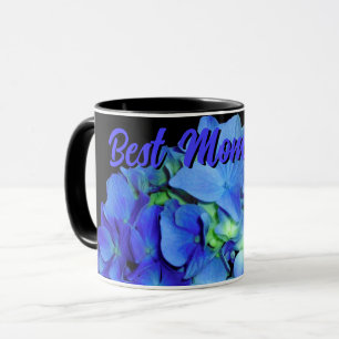 Mug Elégant bleu floral bleu rose hydrangée bleue