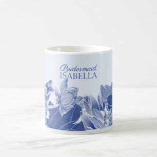 Mug Élégant bleu Lotus Fleurs Mariage Cadeau