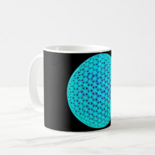 Mug Élégant bleu néon fleur turquoise de vie