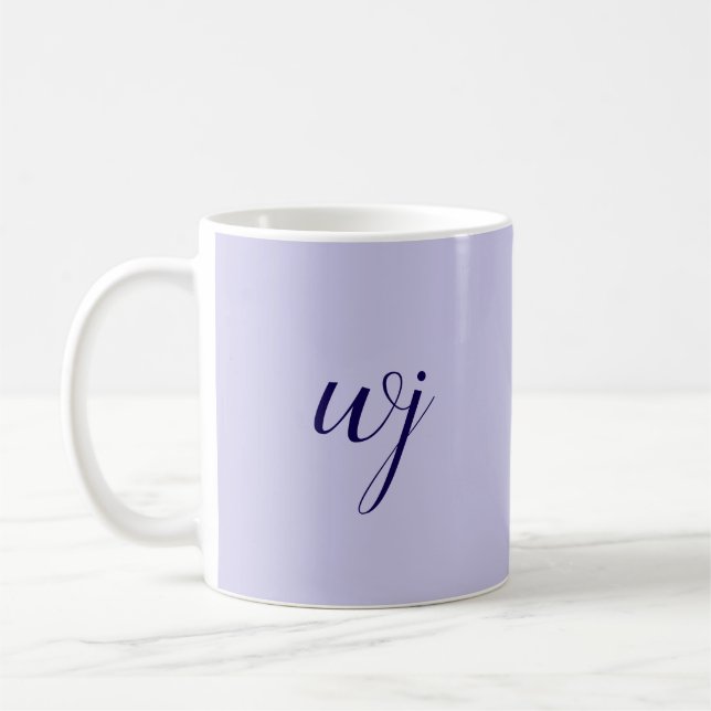 Mug Élégant bleu personnalisé lettrage initiales (Gauche)