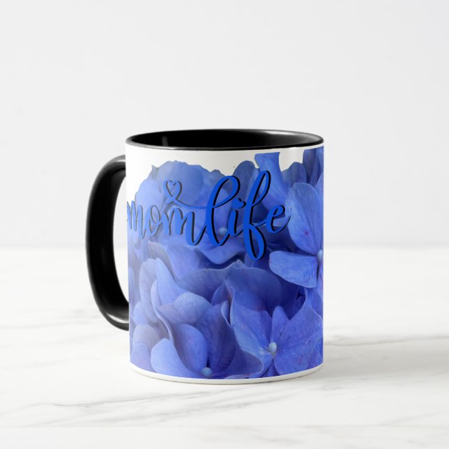 Mug Elégant bleu perwinkle hydrangée florale (Devant gauche)
