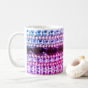 Mug Elégant bleu rose Rhinestones perles