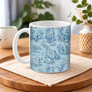 Mug Élégant Bleu Sarcelle Toile De Jouy Française Vint