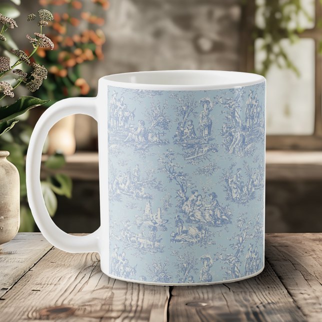 Mug Elégant bleu vintage gris toile de jouy (Créateur téléchargé)