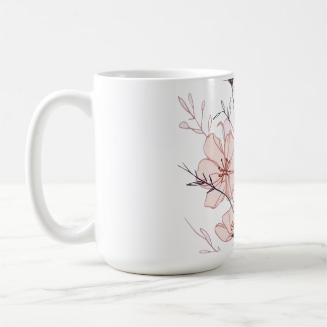 Mug Elegant Blooming Flower Illustration (Gauche)