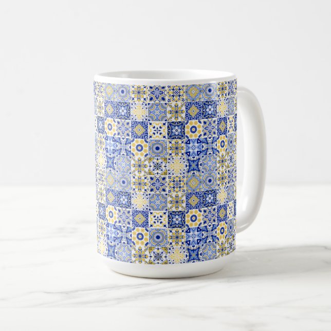 Mug Elegant blue& white Portuguese Azulejo pattern  (Devant droit)